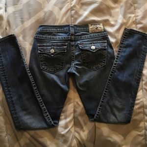 True Religion Low Rise Red Stitching Skinny Jeans
